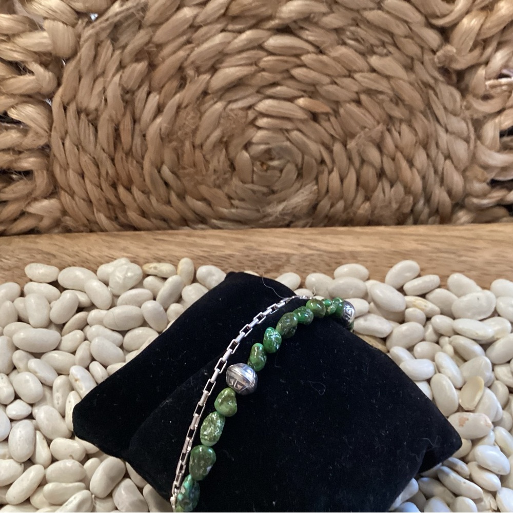 Turquoise and Sterling Silver Women's Beaded Bracelet - Picture 6 of 6